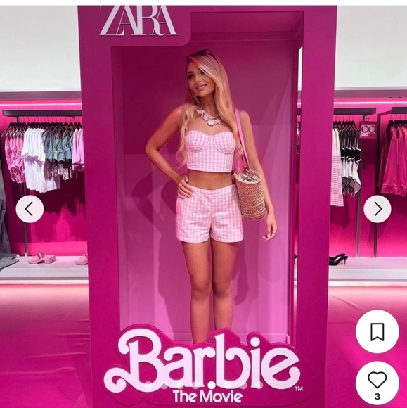 New Zara x Barbie Mattel Gingham Bustier Top Size 32B NWT Blogger Favorite - Picture 3 of 16